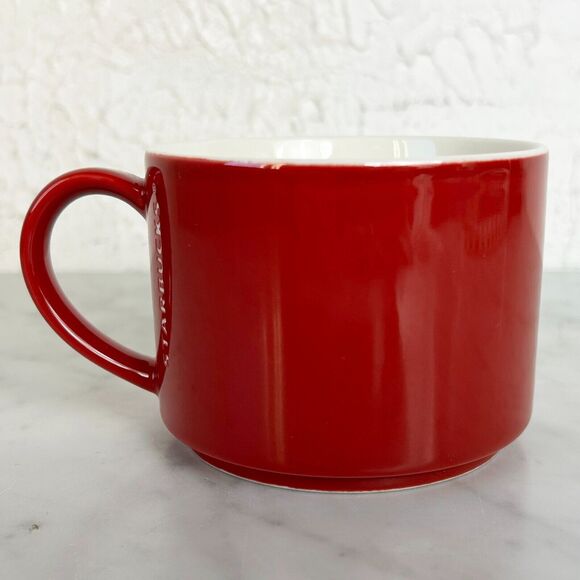 Starbucks Cranberry Red Embossed White Logo - 2014 Starbucks Coffee Cup 12 fl oz - Picture 2 of 7